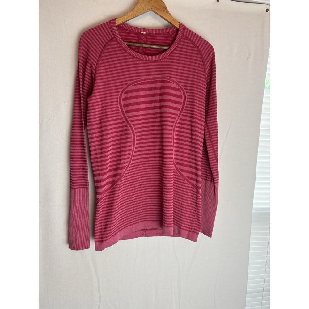 Lululemon Swiftly Tech Long Sleeve Shirt Women's 10 Pink Thumb Holes Workout‎